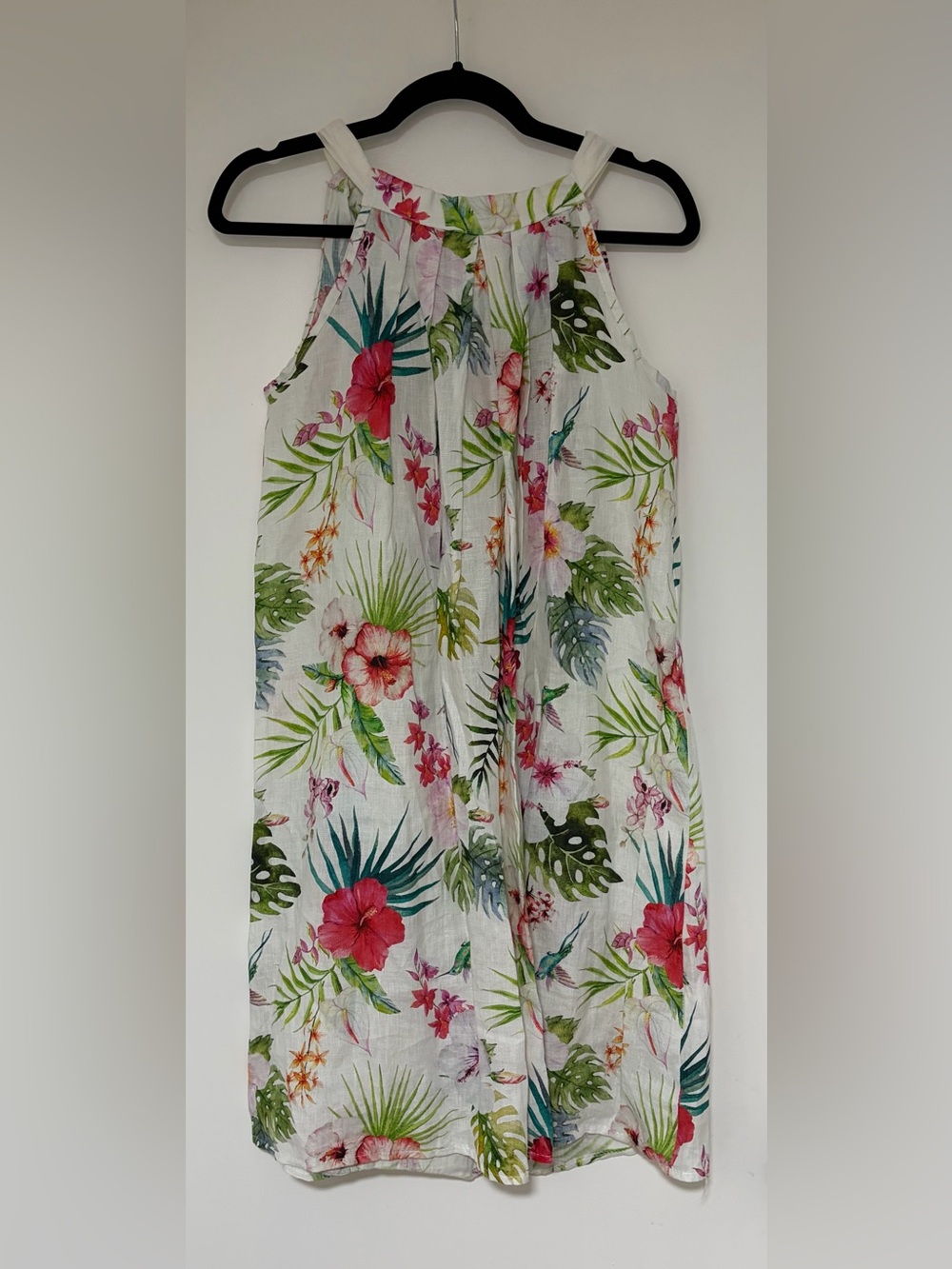 Bellambra Women’s Made in Italy Linen Hawaiian Hummingbird Mini Dress Size Med